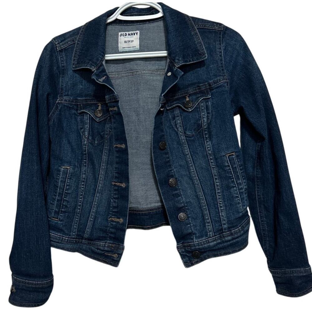 Old Navy Women's Blue Denim Jean Button Up Jacket Front Side Pockets Size XS